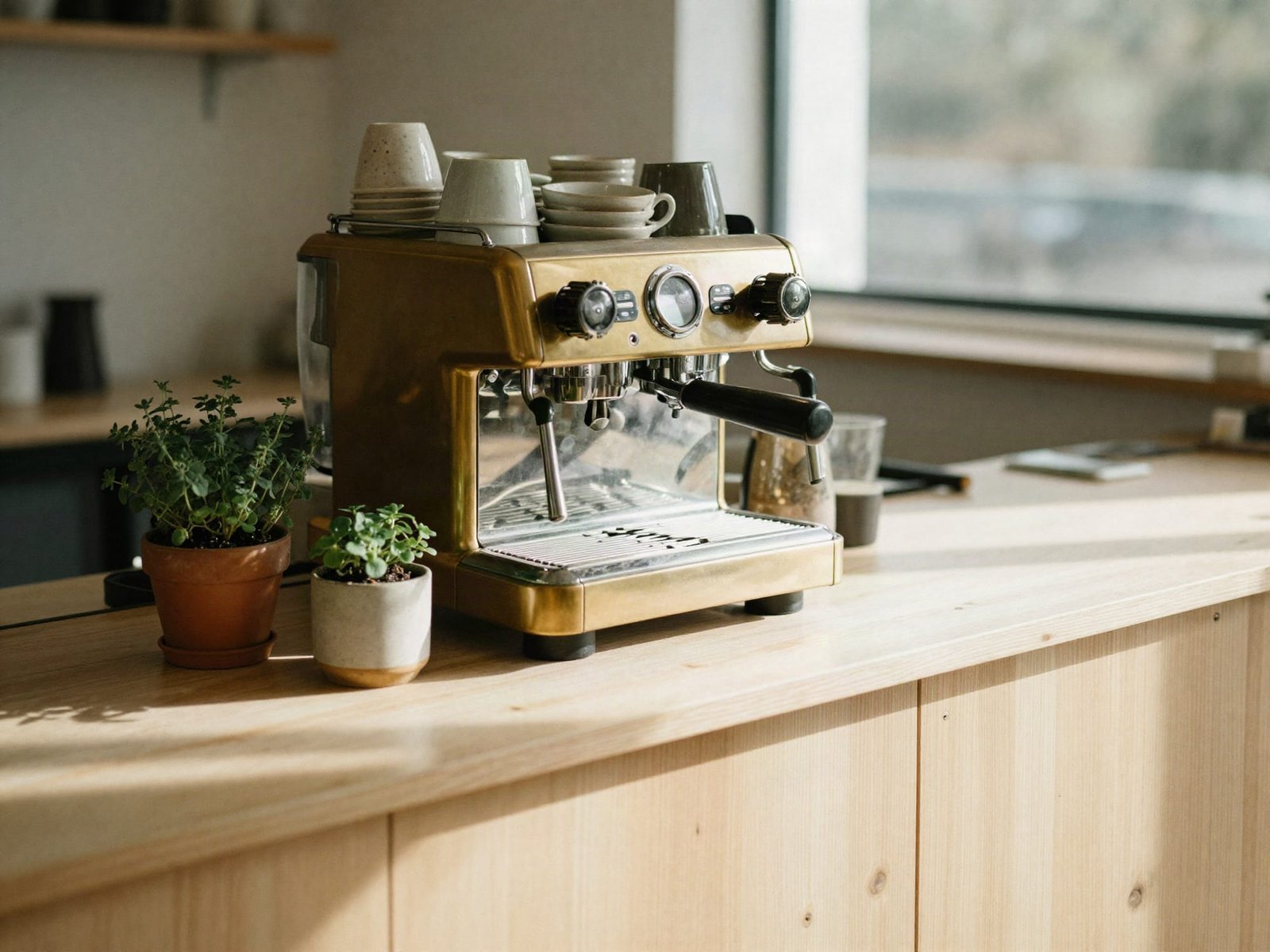 Ceramic cups on the counter